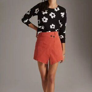 Anthropologie Rust Orange Crossover Wrap Skort Mini Skirt Shorts Size 6 NWT